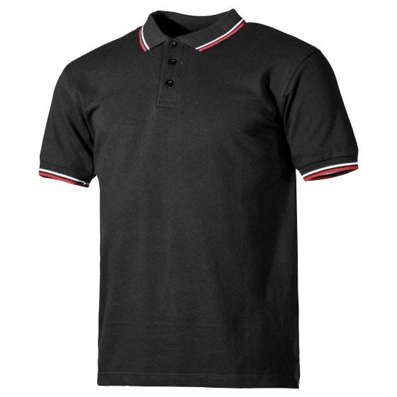 Pro Company Polo Shirt with Red and White Stripes Black