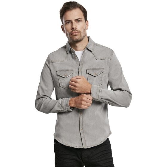 Brandit Riley Denim Shirt Grey Denim