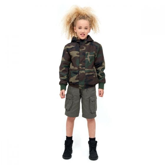 Brandit Kids Windbreaker Front Zip Woodland