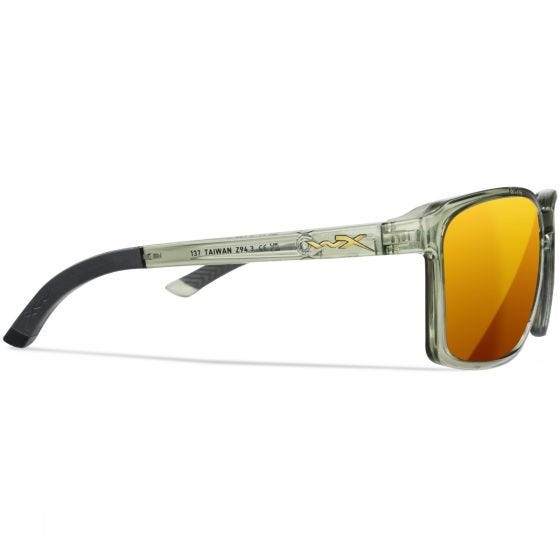 Wiley X WX Alfa Glasses - Captivate Polarized Bronze Mirror Lenses / Gloss Crystal Light Olive/Grey