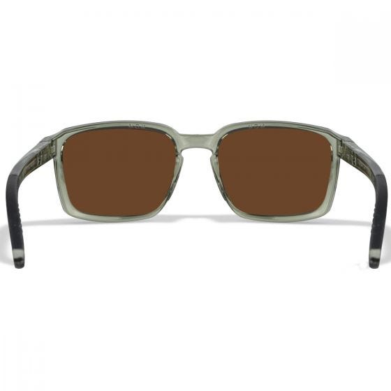 Wiley X WX Alfa Glasses - Captivate Polarized Bronze Mirror Lenses / Gloss Crystal Light Olive/Grey