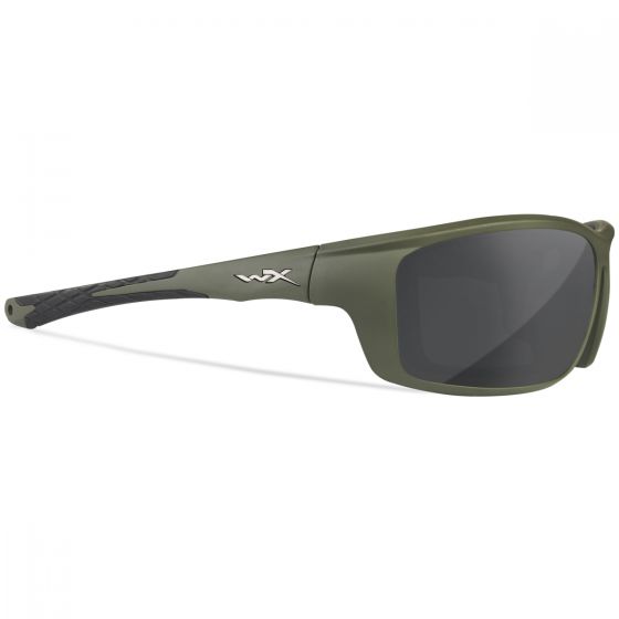 Wiley X WX Grid Glasses - Captivate Polarized Grey Mirror Lenses / Matte Utility Green Frame