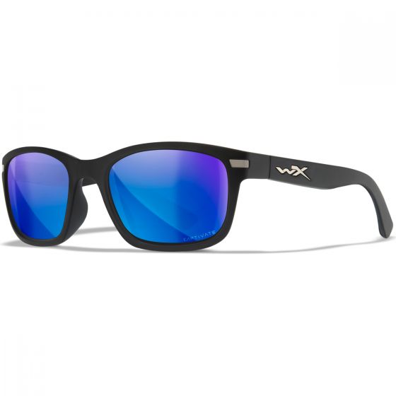 Wiley X WX Helix Glasses - Captivate Polarized Blue Mirror Lenses / Matte Black Frame