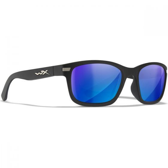 Wiley X WX Helix Glasses - Captivate Polarized Blue Mirror Lenses / Matte Black Frame