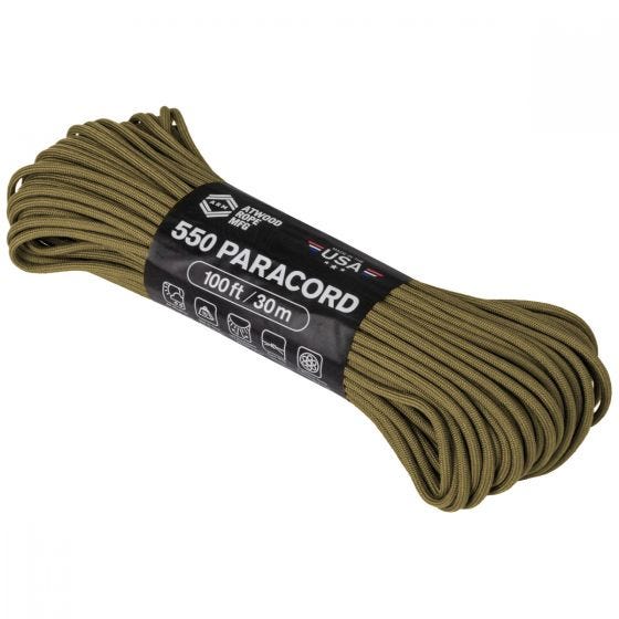 Atwood Rope 100ft 550 Paracord Coyote