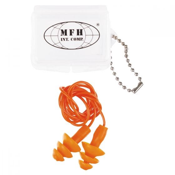 MFH Ear Plugs with Case Orange