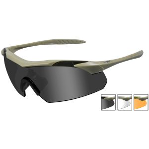 Wiley X WX Vapor Glasses - Smoke + Clear + Light Rust Lens / Matte Tan Frame