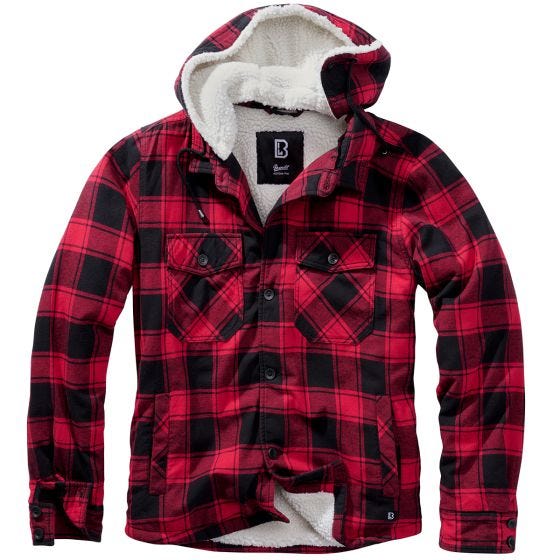 Brandit Lumber Hooded Jacket Red/Black