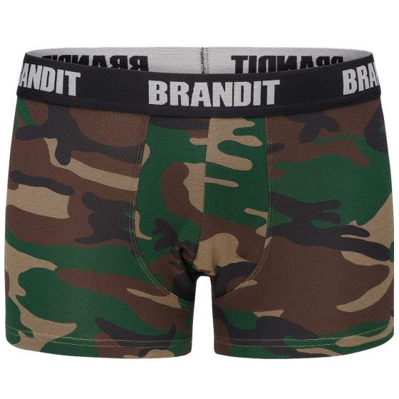 Brandit Boxer Shorts Logo 2 Pack Woodland / Black