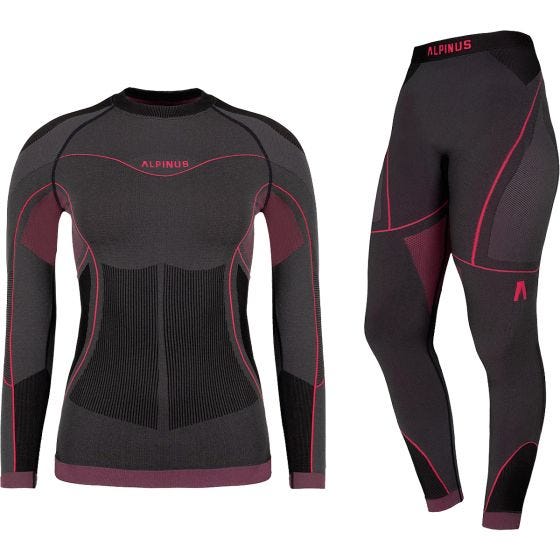 Alpinus Women's Outdoor Mora Thermoactive Base Layer Set Graphite Pink
