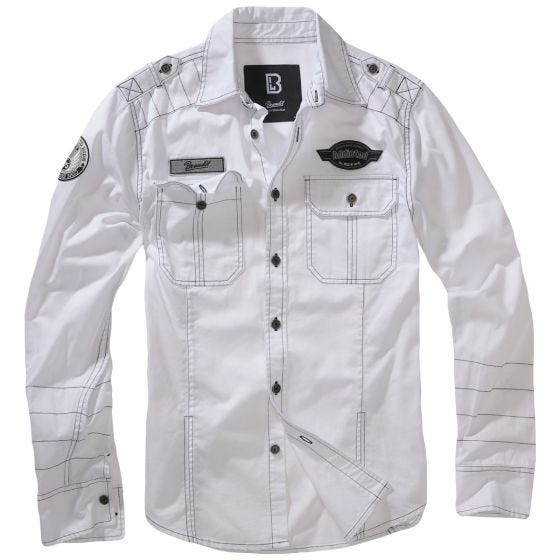 Brandit Luis Vintage Shirt with Badges White