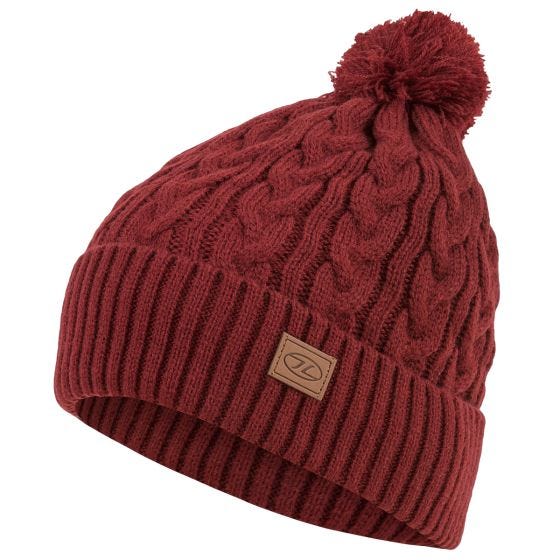 Highlander Beira Lined Bobble Hat Dark Red