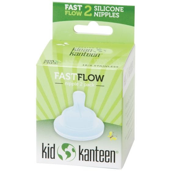 Kid Kanteen Silicone Baby Nipple Fast Flow Clear 2 Pack