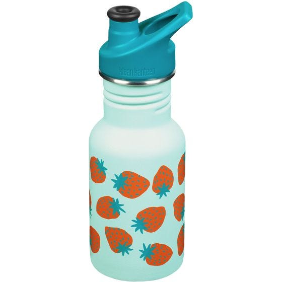 Klean Kanteen Kid Kanteen 355ml Classic Narrow Bottle Sport Cap Blue Tint Strawberries