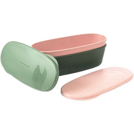 Light My Fire SnapBox Oval Bio Lunch Box 2 Pack Sandy Green/Dusty Pink