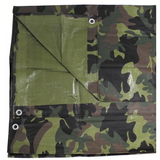 MFH Tarpaulin PE Metal Eyelets 2.35x3.85m Woodland