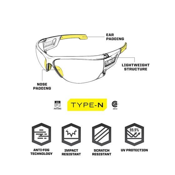 Mechanix Wear Vision Type-N S2 Safety Eyewear Clear Lens Clear Frame