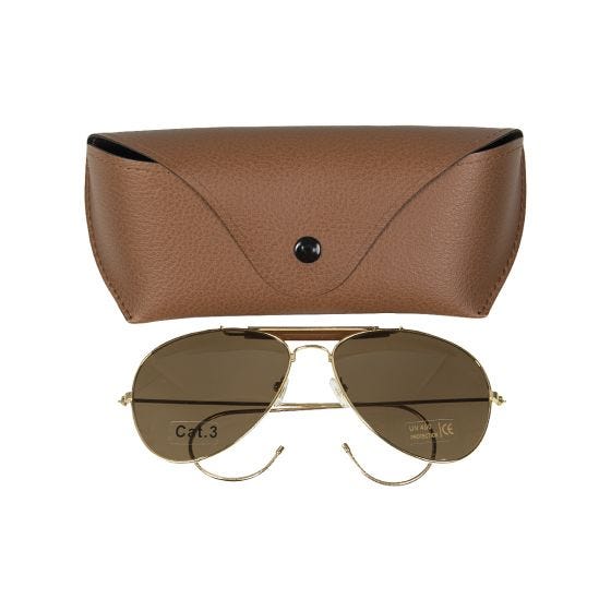 Mil-Tec Air Force Sunglasses Brown Lenses Brown Case