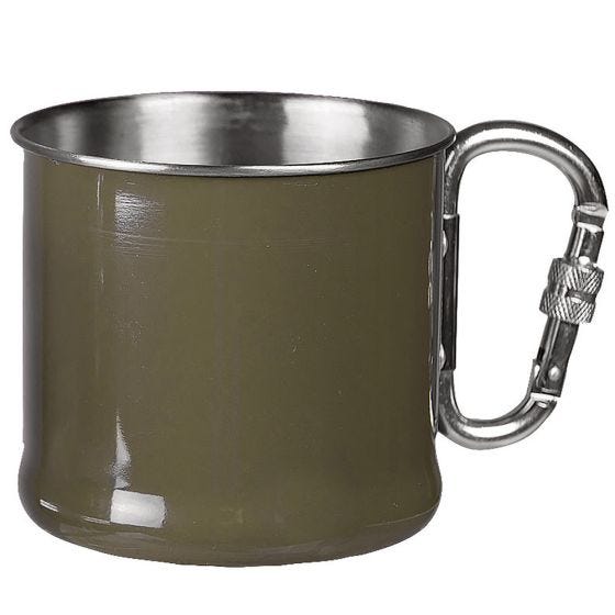 Mil-Tec Stainless Steel Cup With Carabiner 500ml Olive Drab