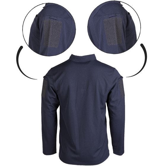 Mil-Tec Tactical Long Sleeve Quick Dry Polo Shirt Dark Blue