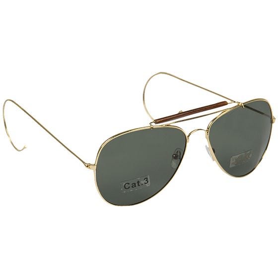 Mil-Tec Air Force Sunglasses Green Lenses Brown Case