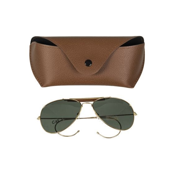 Mil-Tec Air Force Sunglasses Green Lenses Brown Case