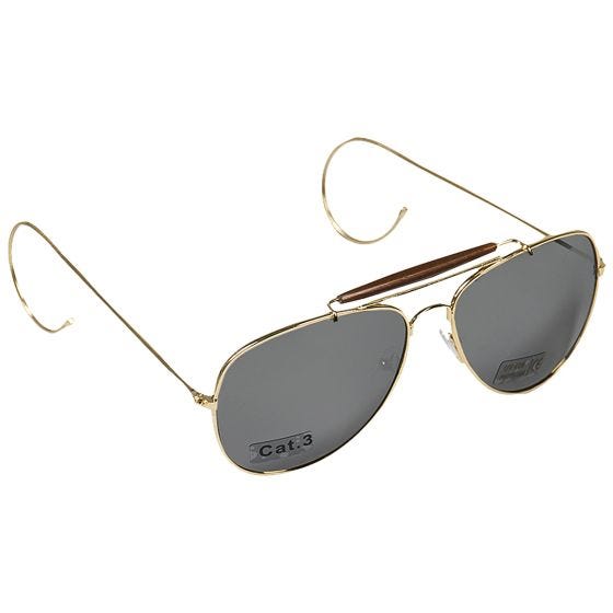 Mil-Tec Air Force Sunglasses Mirror Lenses Brown Case