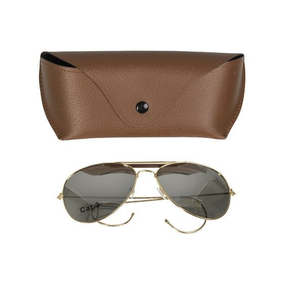 Mil-Tec Air Force Sunglasses Mirror Lenses Brown Case