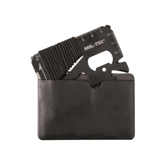 Mil-Tec Paracord Survival Tool Card with Case Black