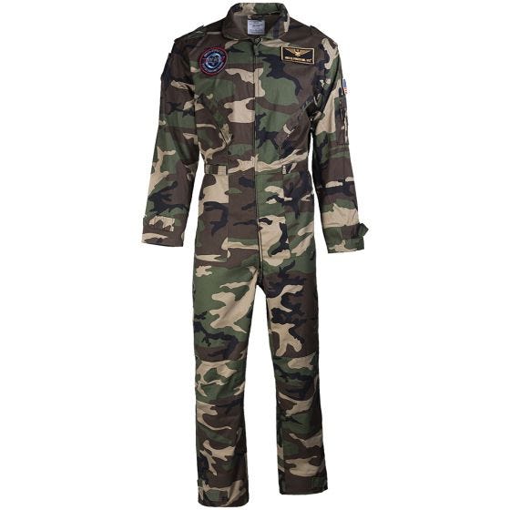 Mil-Tec Kids US Flight Coverall with Patches Woodland
