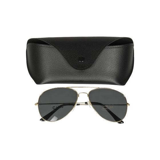 Mil-Tec US Pilot Sunglasses with Case Gold