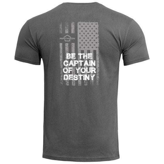 Pentagon Ageron T-shirt American Flag Wolf Grey