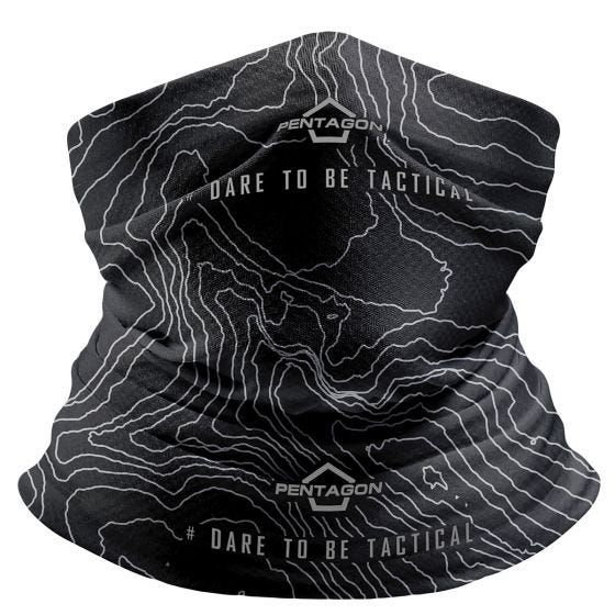 Pentagon Skiron Topographic Map Neck Gaiter Black