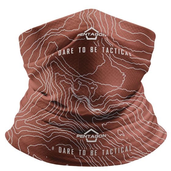 Pentagon Skiron Topographic Map Neck Gaiter Maroon Red