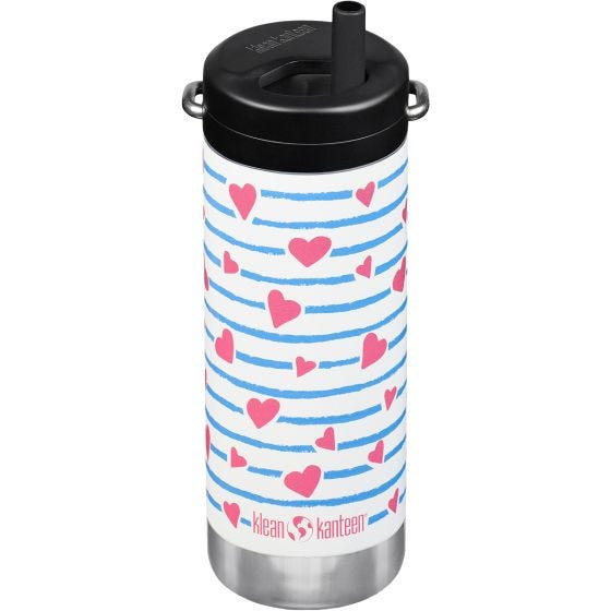Klean Kanteen TKWide 355ml Insulated Bottle Twist Cap w/Straw Heart Stripe