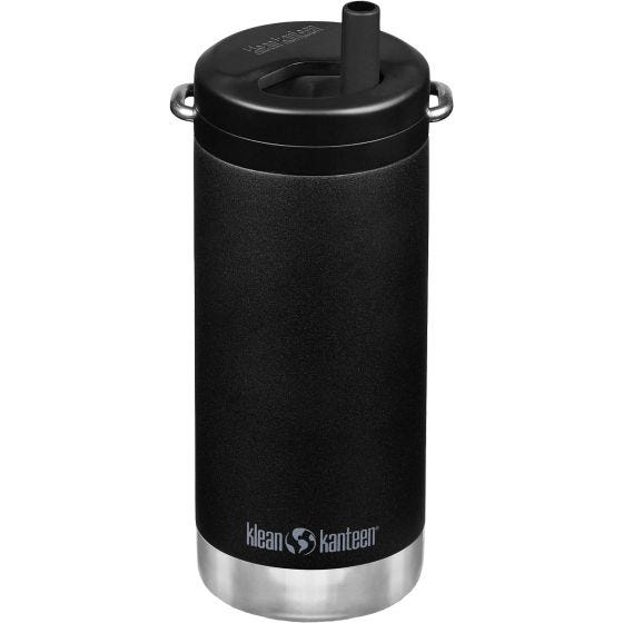 Klean Kanteen TKWide 355ml Insulated Bottle Twist Cap w/Straw Black