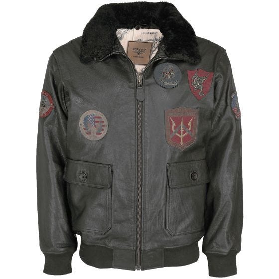 Top Gun Leather Flight Jacket Black