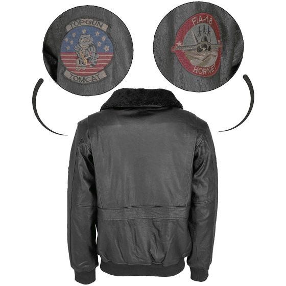 Top Gun Leather Flight Jacket Black