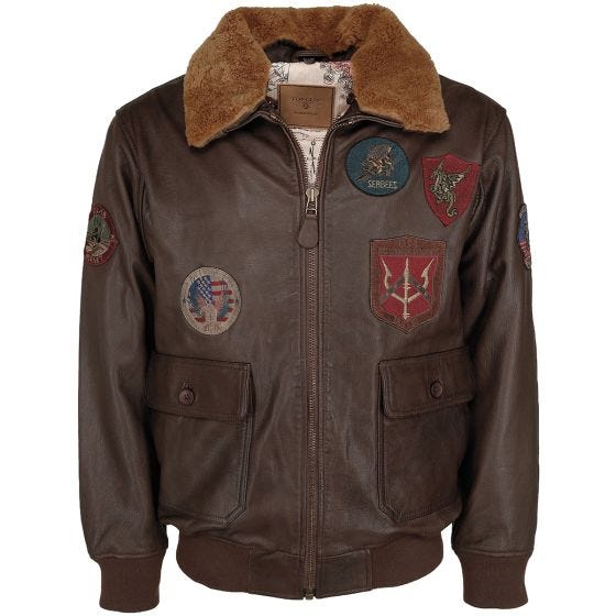 Top Gun Leather Flight Jacket Brown