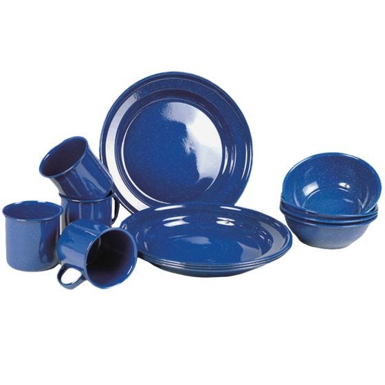 Mil-Tec 12 Pcs. Western Enamel Dish Set Blue
