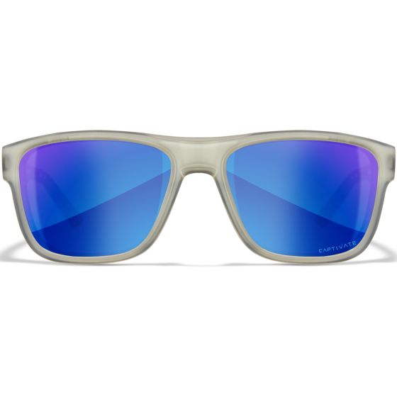 Wiley X WX Ovation Glasses - Captivate Polarized Blue Mirror Lenses / Matte Slate Frame