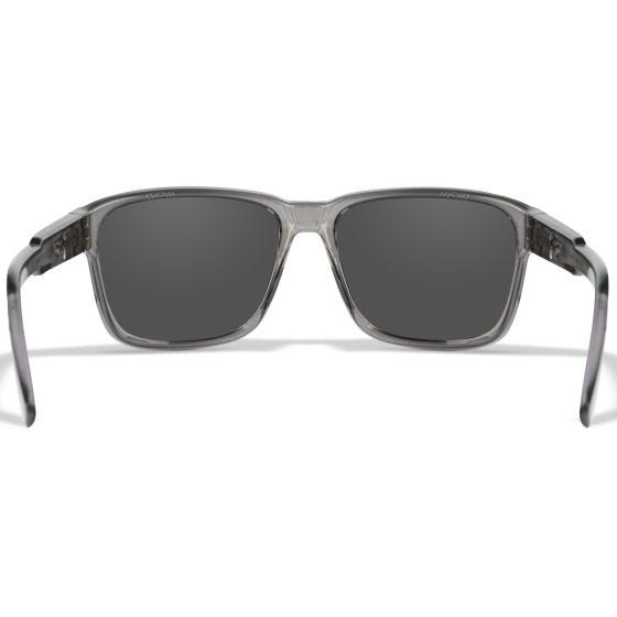 Wiley X WX Trek Glasses - Captivate Polarized Blue Mirror Lenses / Gloss Crystal Dark Grey Frame