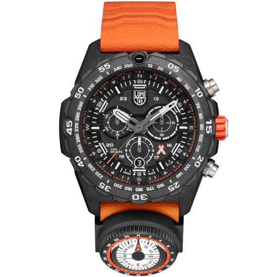 Luminox Bear Grylls Survival Outdoor Explorer Watch 45mm Black Dial Orange NBR Strap