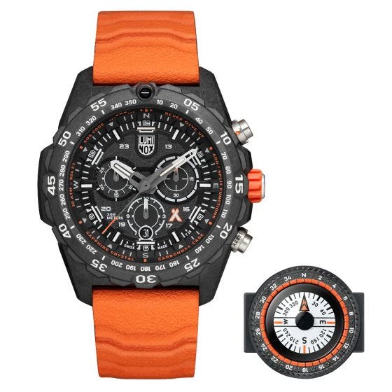 Luminox Bear Grylls Survival Outdoor Explorer Watch 45mm Black Dial Orange NBR Strap