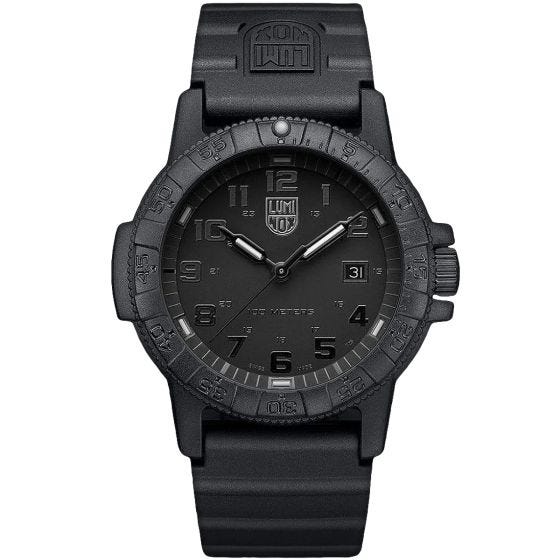 Luminox Leatherback SEA Turtle Outdoor Watch 39mm Black/White Dial Black PU Strap