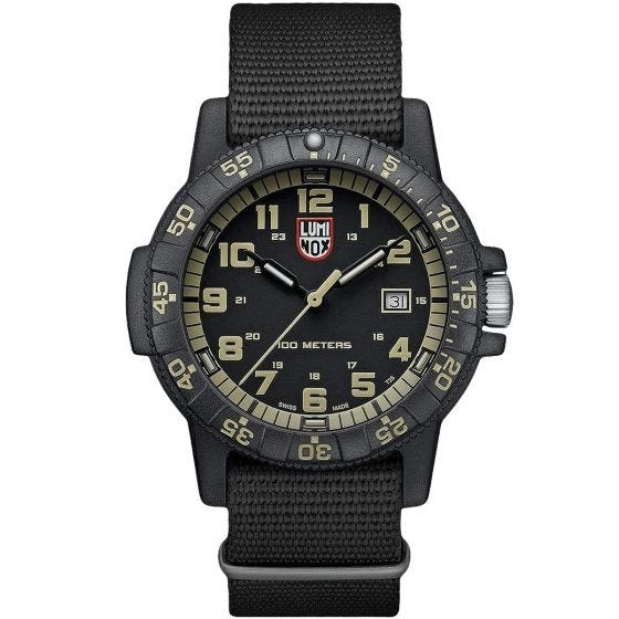 Luminox Leatherback SEA Turtle Giant Outdoor Watch 44mm Black/Beige Dial Black Webbing Strap