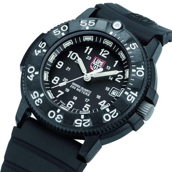 Luminox Original Navy SEAL Diver Watch 43mm Black/White Dial Black Rubber Strap