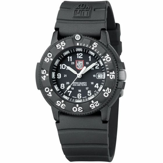 Luminox Original Navy SEAL Diver Watch 43mm Black/White Dial Black Rubber Strap