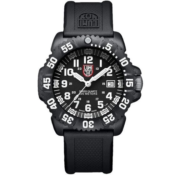 Luminox Original Navy SEAL Diver Watch 44mm Black/White Dial Black PU Strap