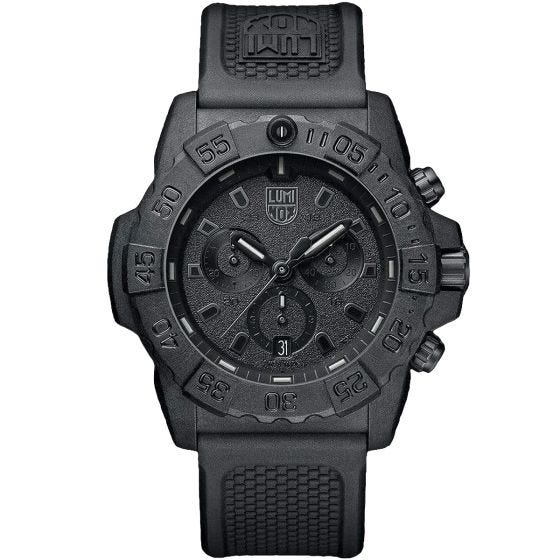 Luminox Navy SEAL Chronograph Diver Watch 45mm Black/Black Dial Black PU Strap